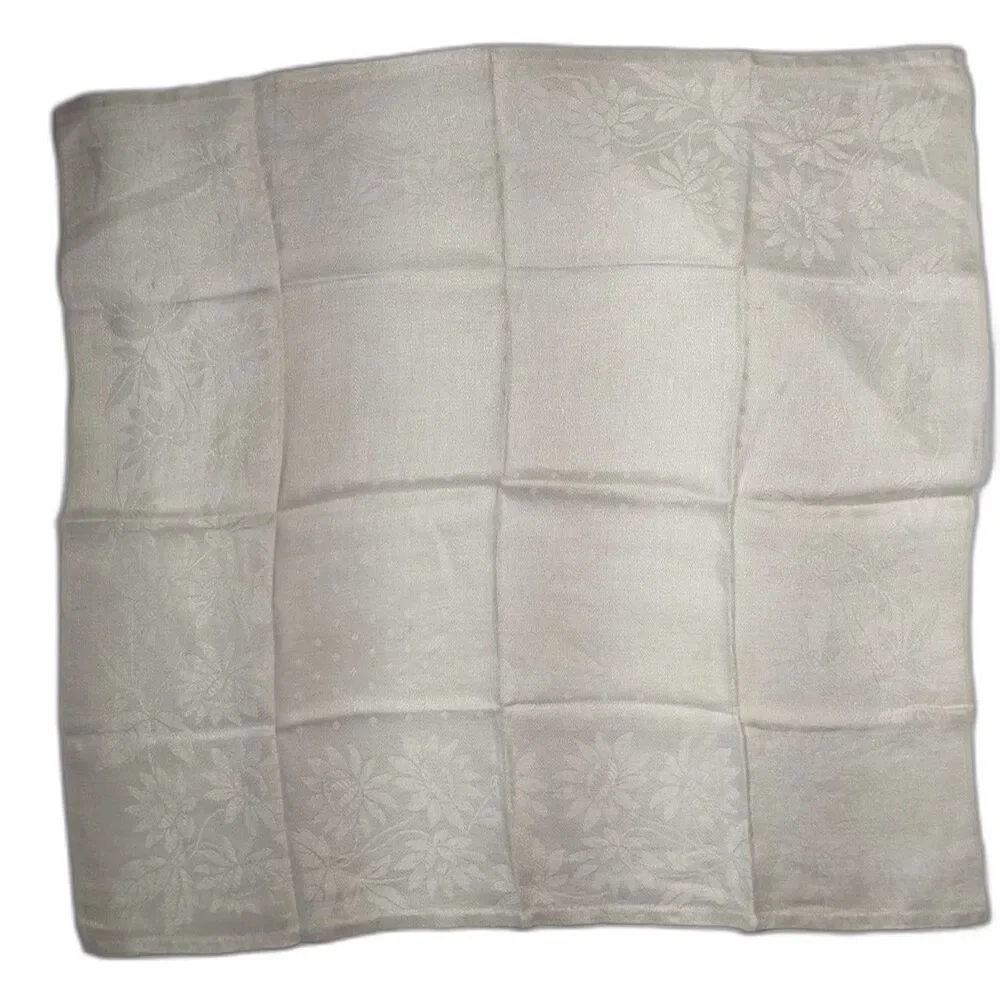 Lot Of 4 Misc Linen Napkins Jacquard Damask Cream White Use Or Cut Cutter 1930s